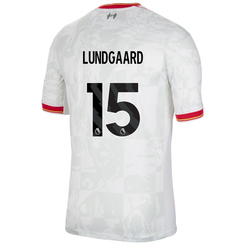 Kinder Sofie Lundgaard #15 Weiß Rot Schwarz Ausweichtrikot Trikot 2024/25 T-Shirt