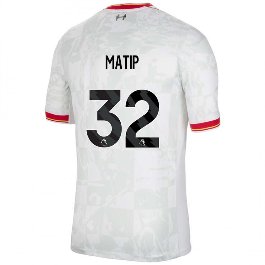 Kinder Joel Matip #32 Weiß Rot Schwarz Ausweichtrikot Trikot 2024/25 T-Shirt