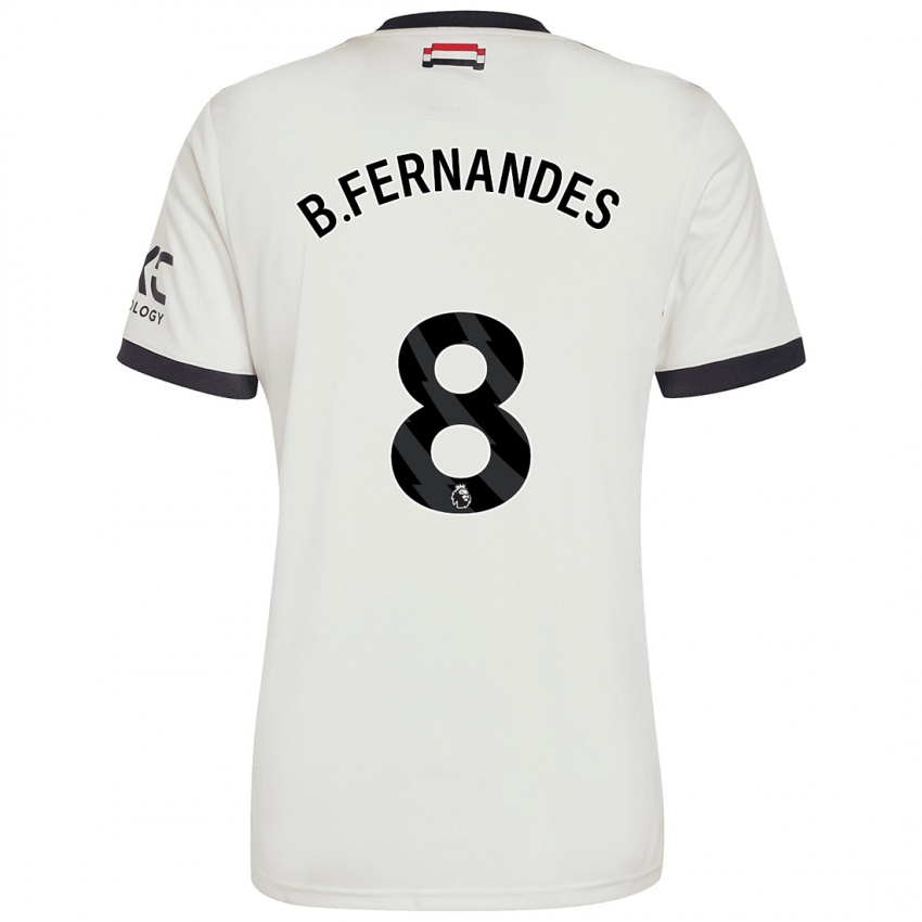 Kinder Bruno Fernandes #8 Cremeweiß Ausweichtrikot Trikot 2024/25 T-Shirt