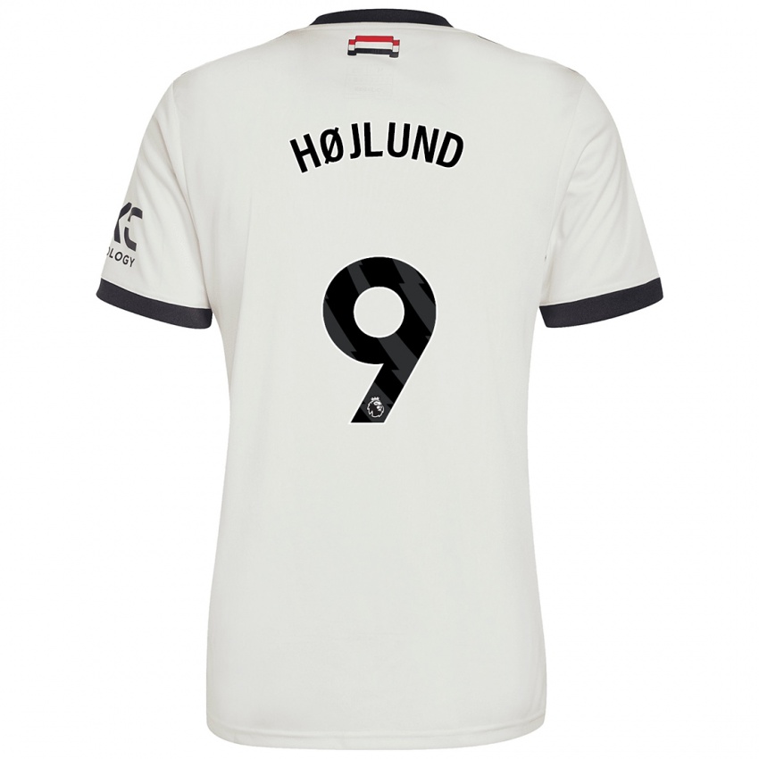 Kinder Rasmus Højlund #9 Cremeweiß Ausweichtrikot Trikot 2024/25 T-Shirt