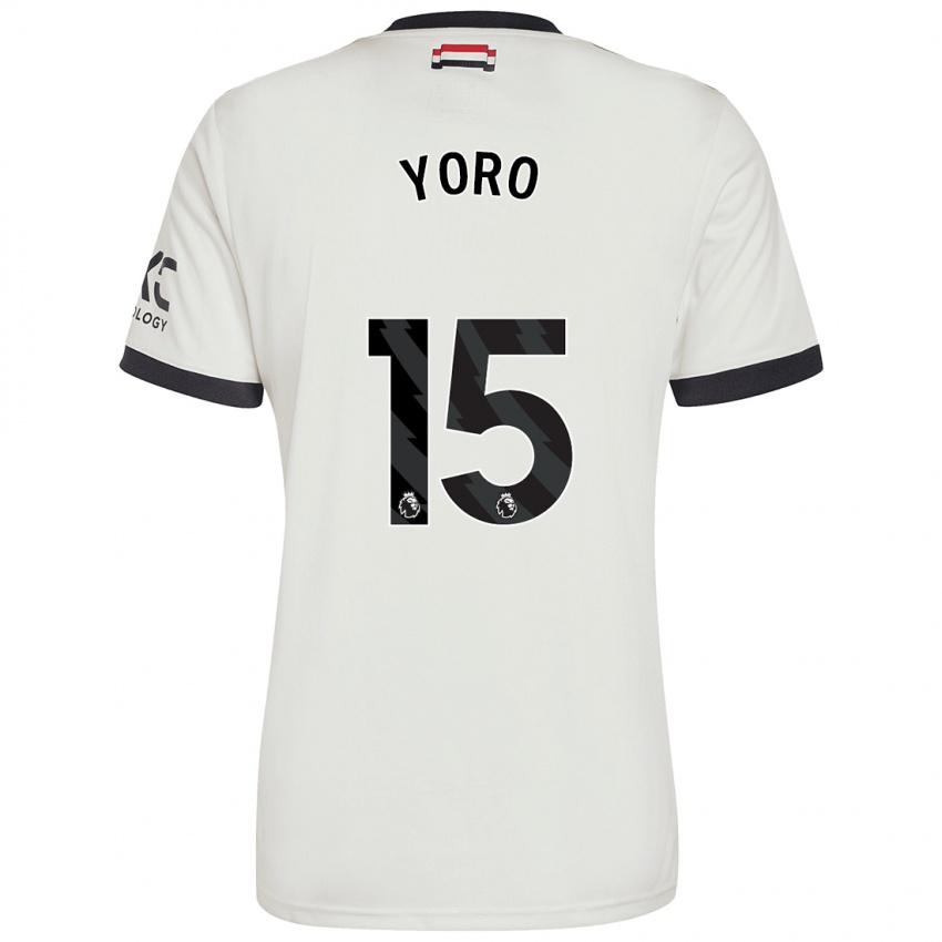 Kinder Leny Yoro #15 Cremeweiß Ausweichtrikot Trikot 2024/25 T-Shirt