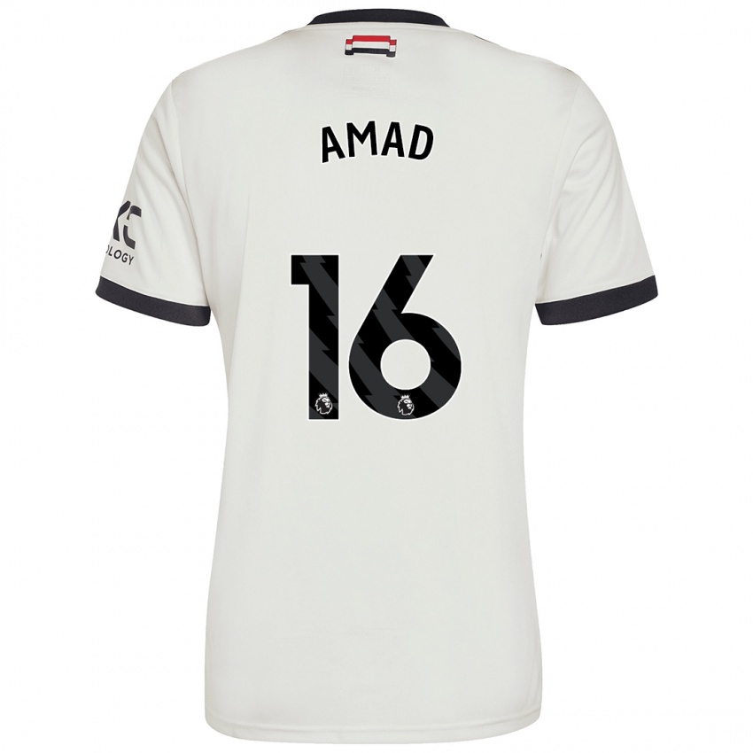 Kinder Amad Diallo #16 Cremeweiß Ausweichtrikot Trikot 2024/25 T-Shirt