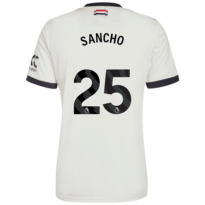 Kinder Jadon Sancho #25 Cremeweiß Ausweichtrikot Trikot 2024/25 T-Shirt