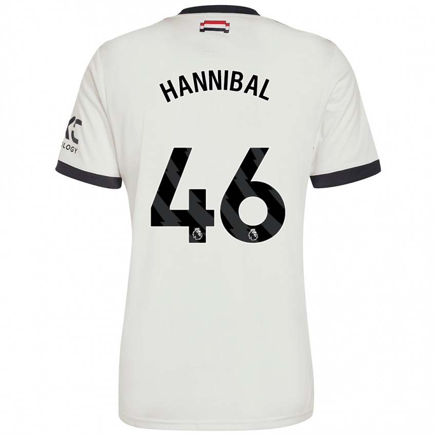 Kinder Hannibal Mejbri #46 Cremeweiß Ausweichtrikot Trikot 2024/25 T-Shirt