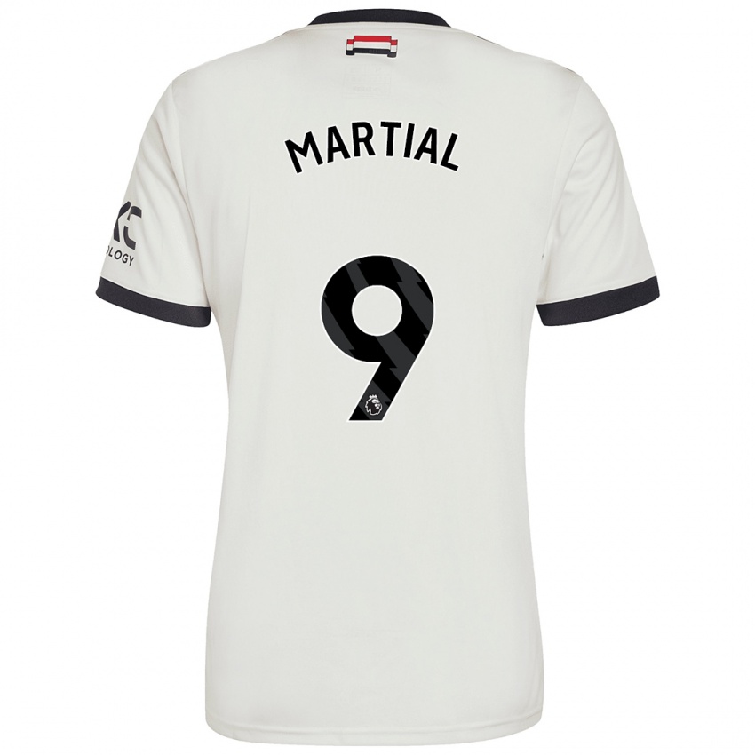 Kinder Anthony Martial #9 Cremeweiß Ausweichtrikot Trikot 2024/25 T-Shirt