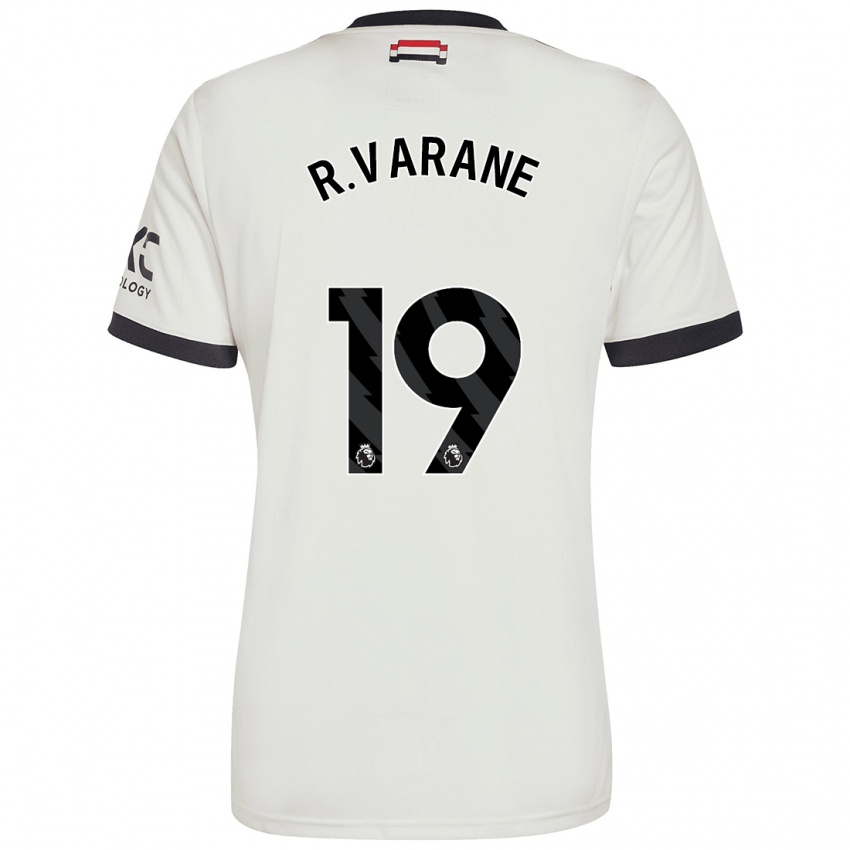 Kinder Raphael Varane #19 Cremeweiß Ausweichtrikot Trikot 2024/25 T-Shirt