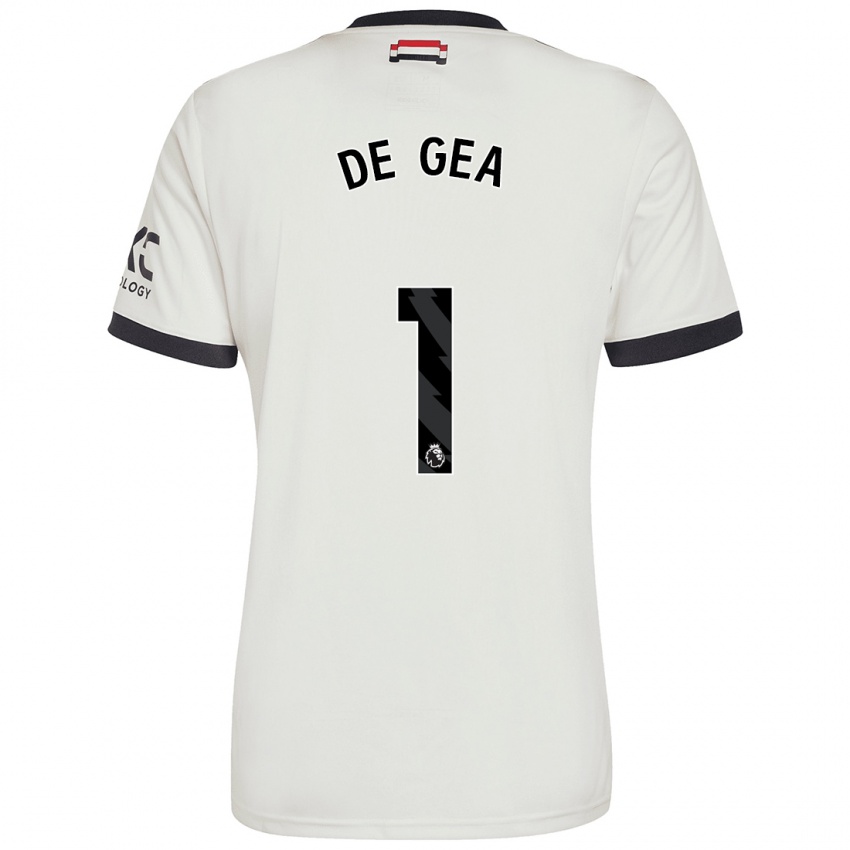 Kinder David De Gea #1 Cremeweiß Ausweichtrikot Trikot 2024/25 T-Shirt