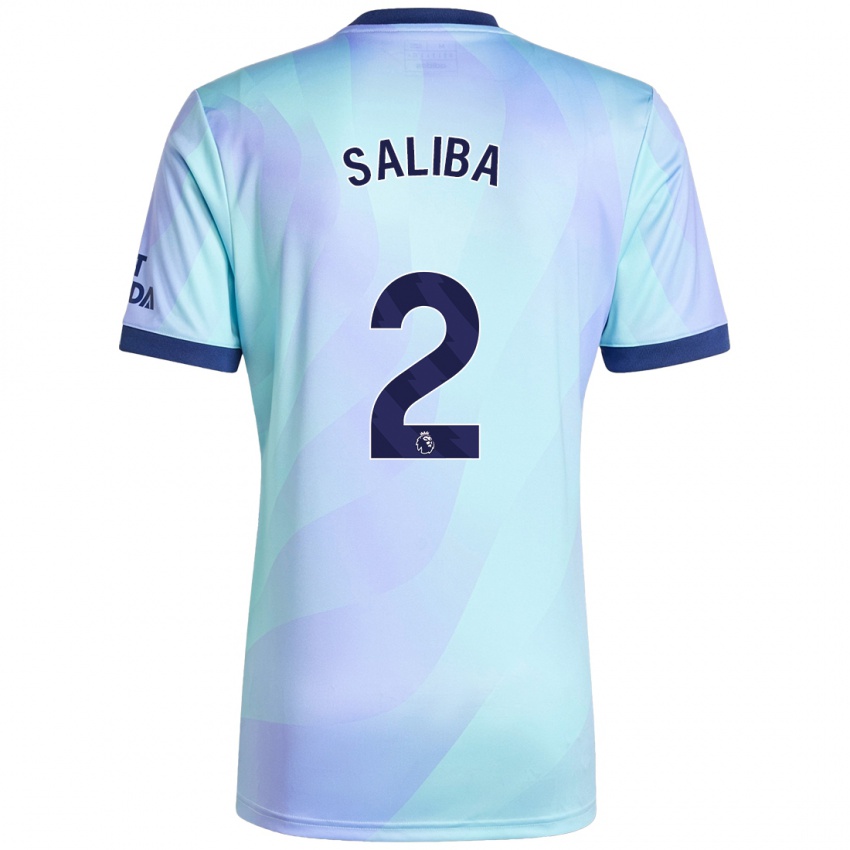 Kinder William Saliba #2 Aquamarin Ausweichtrikot Trikot 2024/25 T-Shirt