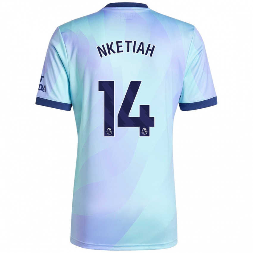 Kinder Eddie Nketiah #14 Aquamarin Ausweichtrikot Trikot 2024/25 T-Shirt