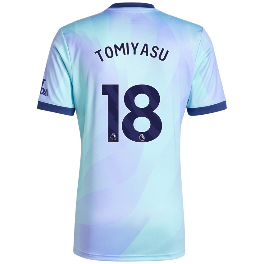 Kinder Takehiro Tomiyasu #18 Aquamarin Ausweichtrikot Trikot 2024/25 T-Shirt