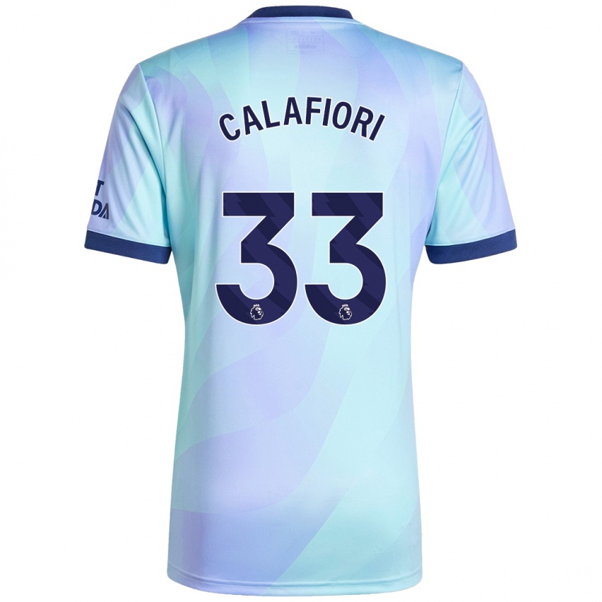 Kinder Riccardo Calafiori #33 Aquamarin Ausweichtrikot Trikot 2024/25 T-Shirt