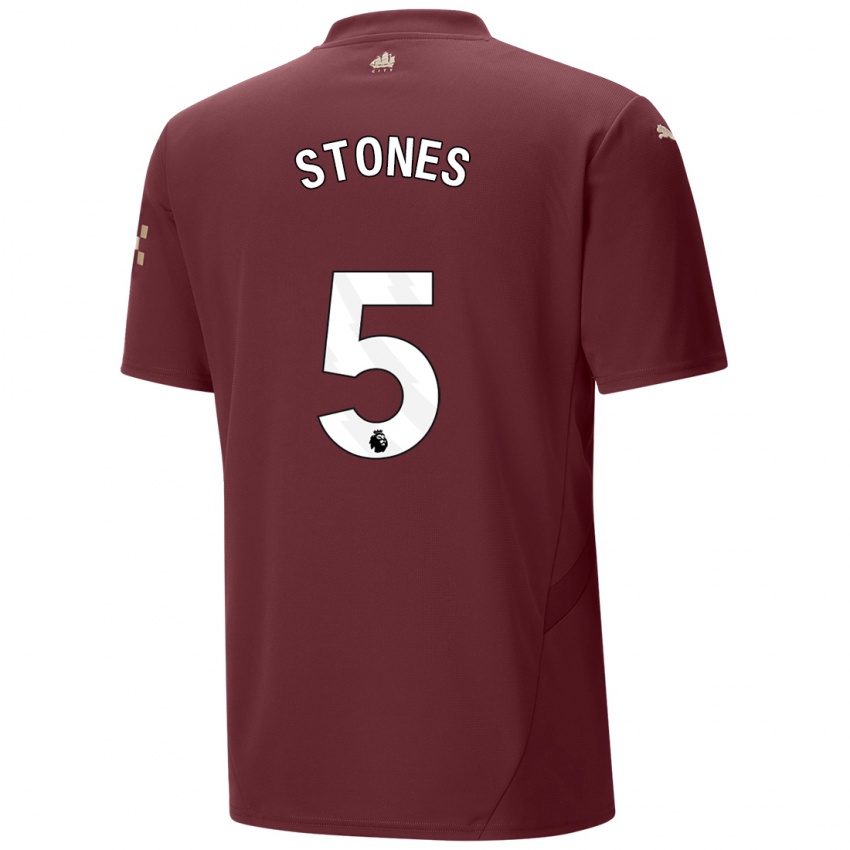 Kinder John Stones #5 Kastanienbraun Ausweichtrikot Trikot 2024/25 T-Shirt