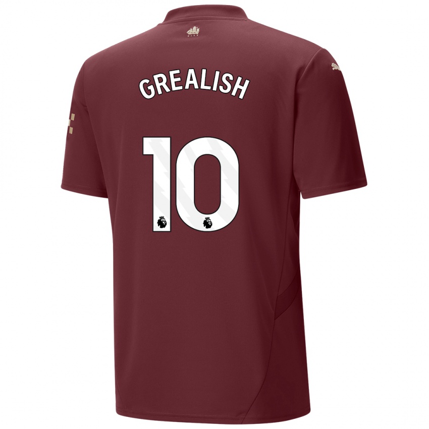 Kinder Jack Grealish #10 Kastanienbraun Ausweichtrikot Trikot 2024/25 T-Shirt