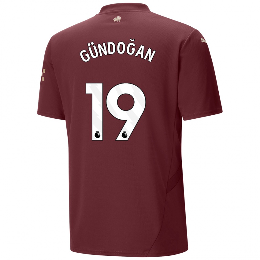 Kinder Ilkay Gundogan #19 Kastanienbraun Ausweichtrikot Trikot 2024/25 T-Shirt