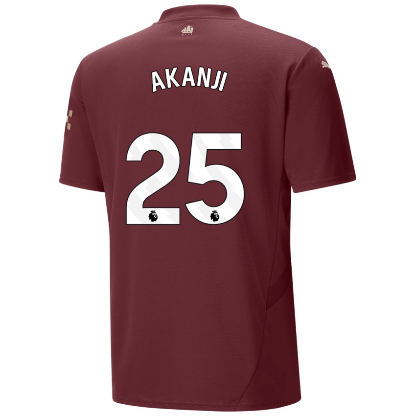 Kinder Manuel Akanji #25 Kastanienbraun Ausweichtrikot Trikot 2024/25 T-Shirt