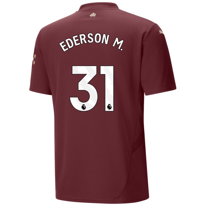 Kinder Ederson Moraes #31 Kastanienbraun Ausweichtrikot Trikot 2024/25 T-Shirt