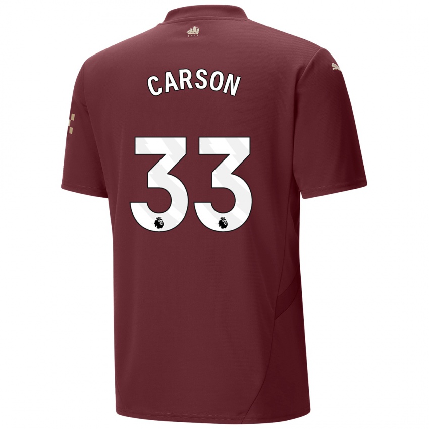 Kinder Scott Carson #33 Kastanienbraun Ausweichtrikot Trikot 2024/25 T-Shirt