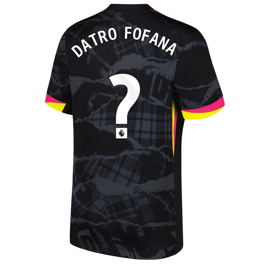 Kinder David Datro Fofana #0 Schwarz Rosa Ausweichtrikot Trikot 2024/25 T-Shirt