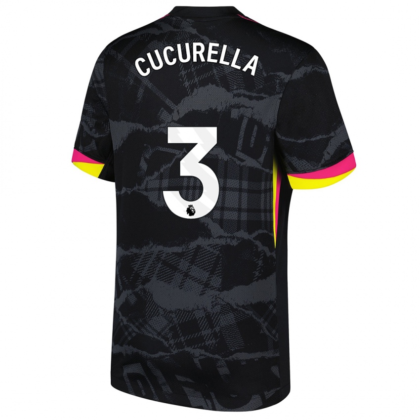 Kinder Marc Cucurella #3 Schwarz Rosa Ausweichtrikot Trikot 2024/25 T-Shirt