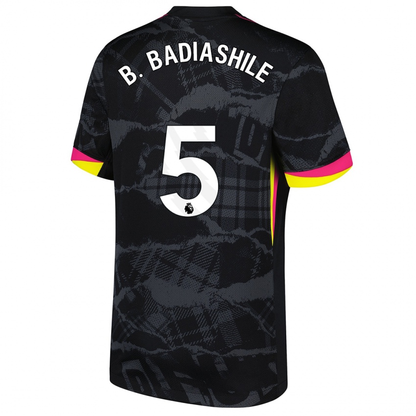 Kinder Benoît Badiashile #5 Schwarz Rosa Ausweichtrikot Trikot 2024/25 T-Shirt