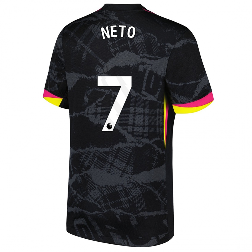 Kinder Pedro Neto #7 Schwarz Rosa Ausweichtrikot Trikot 2024/25 T-Shirt