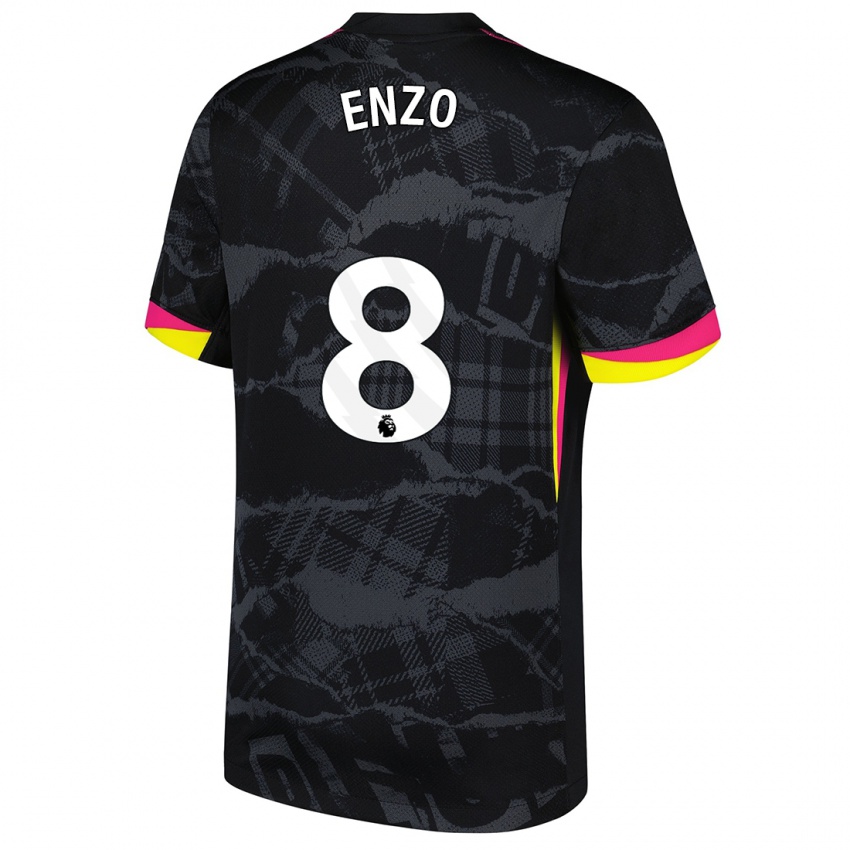 Kinder Enzo Fernández #8 Schwarz Rosa Ausweichtrikot Trikot 2024/25 T-Shirt