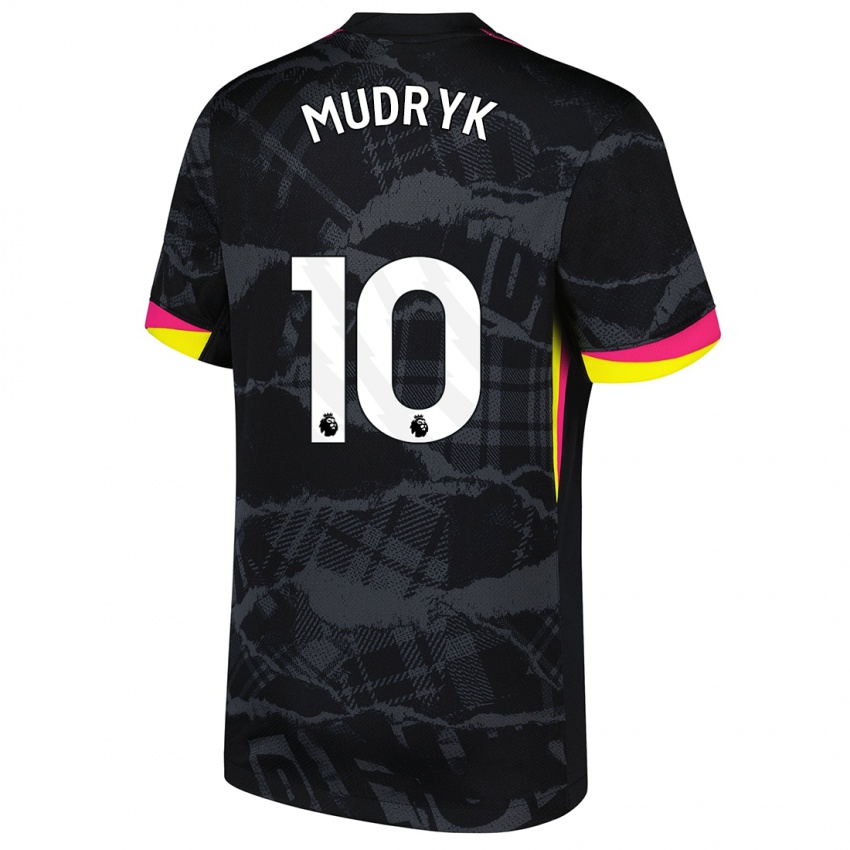 Kinder Mykhaylo Mudryk #10 Schwarz Rosa Ausweichtrikot Trikot 2024/25 T-Shirt