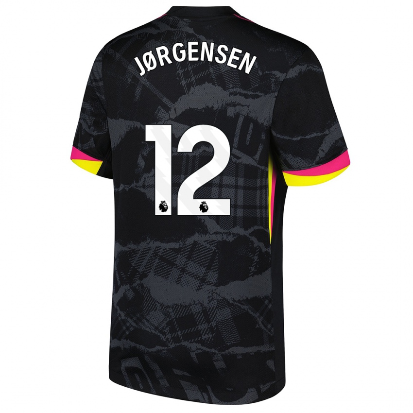 Kinder Filip Jørgensen #12 Schwarz Rosa Ausweichtrikot Trikot 2024/25 T-Shirt