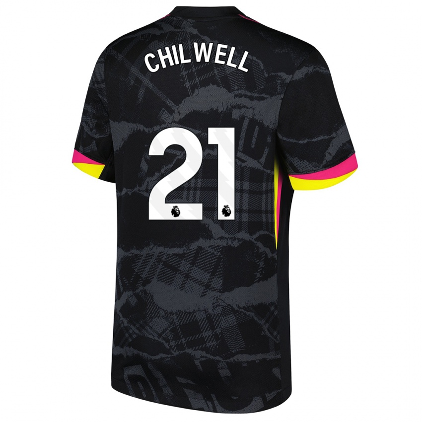 Kinder Ben Chilwell #21 Schwarz Rosa Ausweichtrikot Trikot 2024/25 T-Shirt