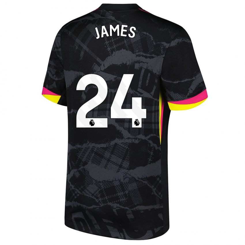 Kinder Reece James #24 Schwarz Rosa Ausweichtrikot Trikot 2024/25 T-Shirt