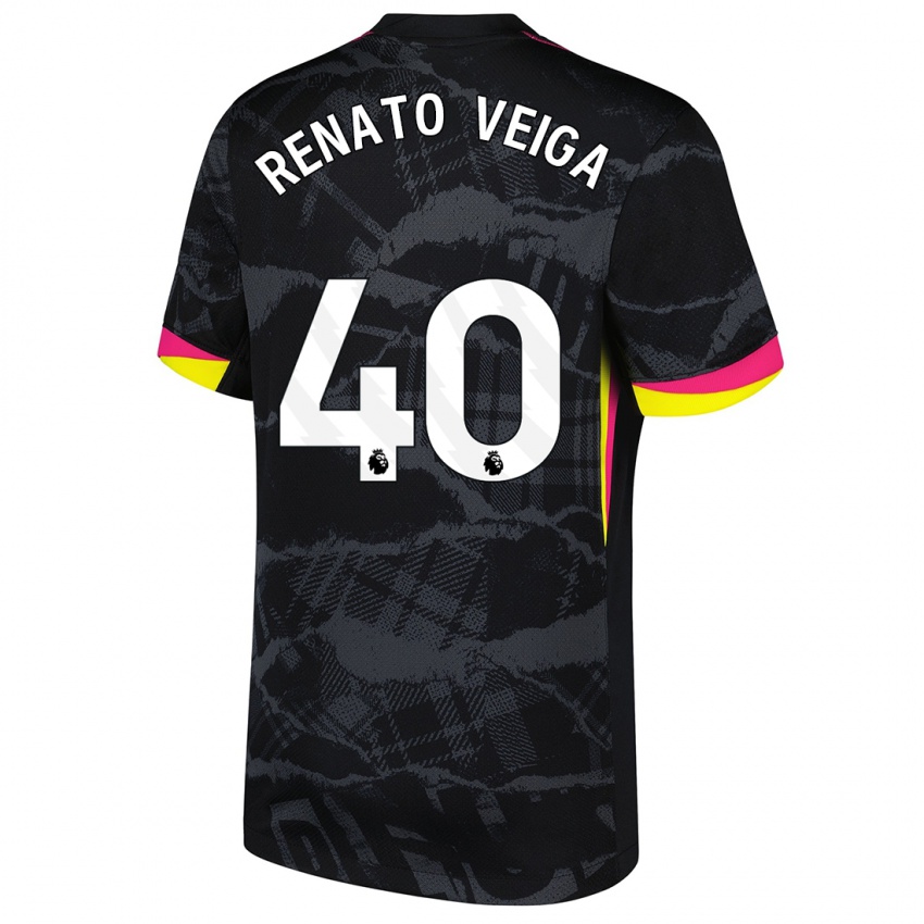 Kinder Renato Veiga #40 Schwarz Rosa Ausweichtrikot Trikot 2024/25 T-Shirt