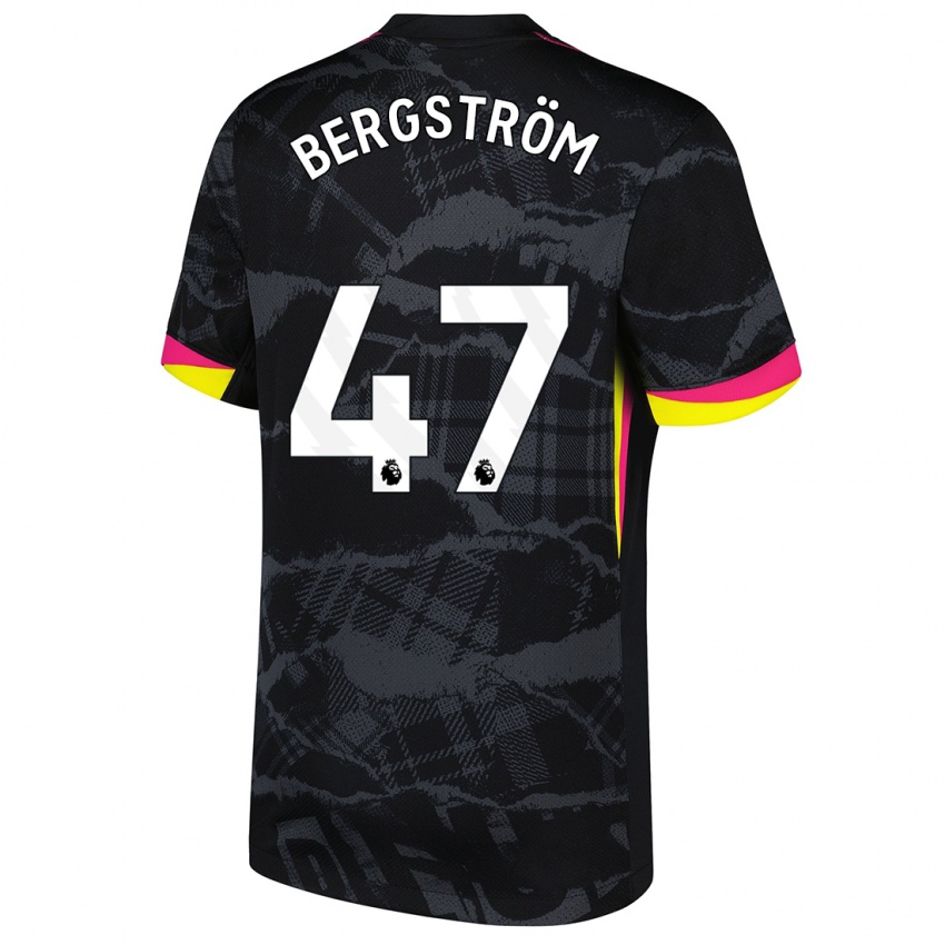 Kinder Lucas Bergström #47 Schwarz Rosa Ausweichtrikot Trikot 2024/25 T-Shirt