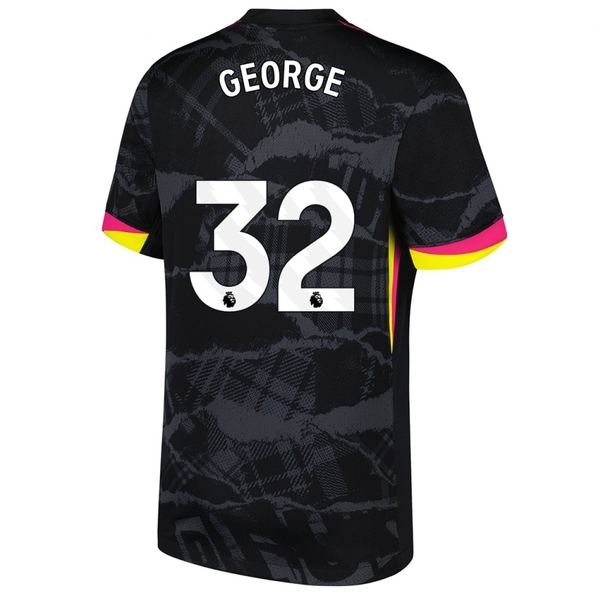 Kinder Tyrique George #32 Schwarz Rosa Ausweichtrikot Trikot 2024/25 T-Shirt