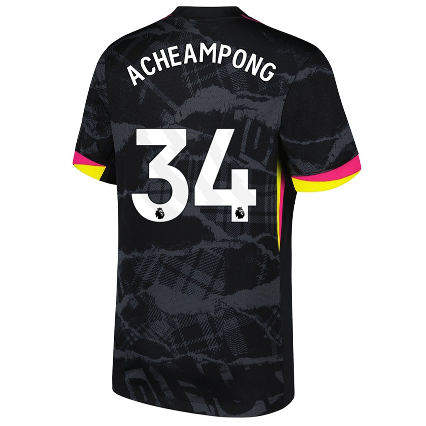 Kinder Josh Acheampong #34 Schwarz Rosa Ausweichtrikot Trikot 2024/25 T-Shirt