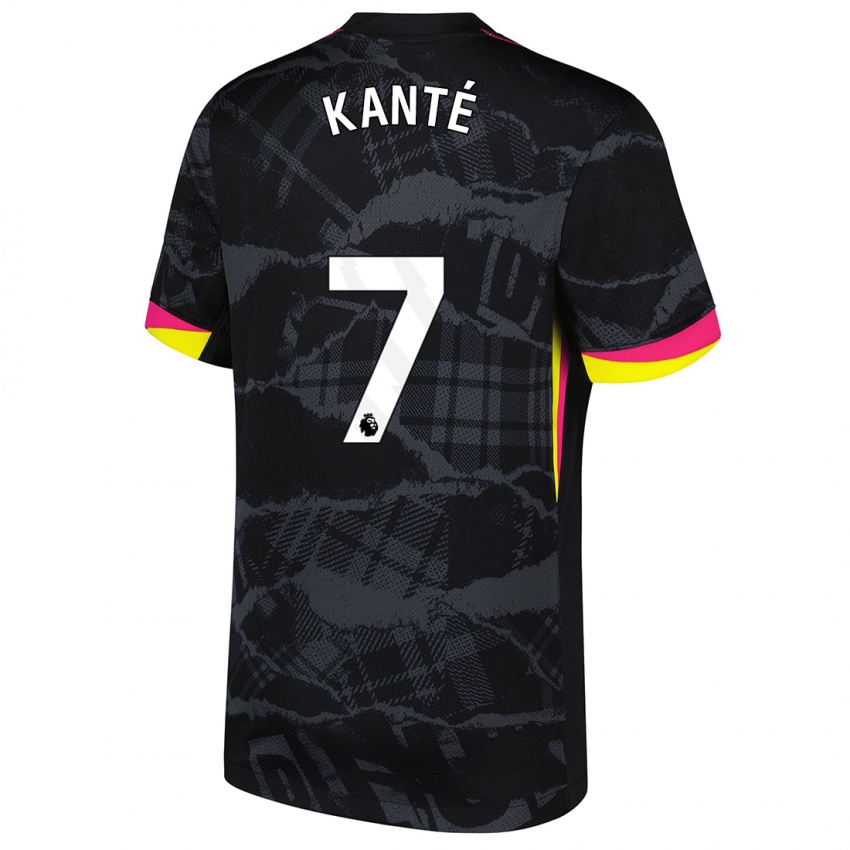 Kinder N'golo Kante #7 Schwarz Rosa Ausweichtrikot Trikot 2024/25 T-Shirt