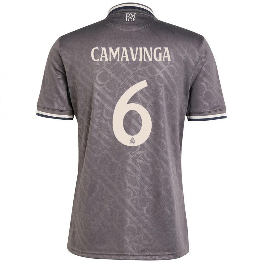 Kinder Eduardo Camavinga #6 Anthrazit Ausweichtrikot Trikot 2024/25 T-Shirt