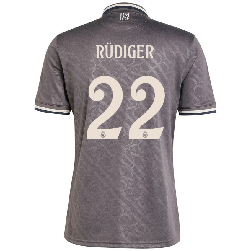 Kinder Antonio Rudiger #22 Anthrazit Ausweichtrikot Trikot 2024/25 T-Shirt