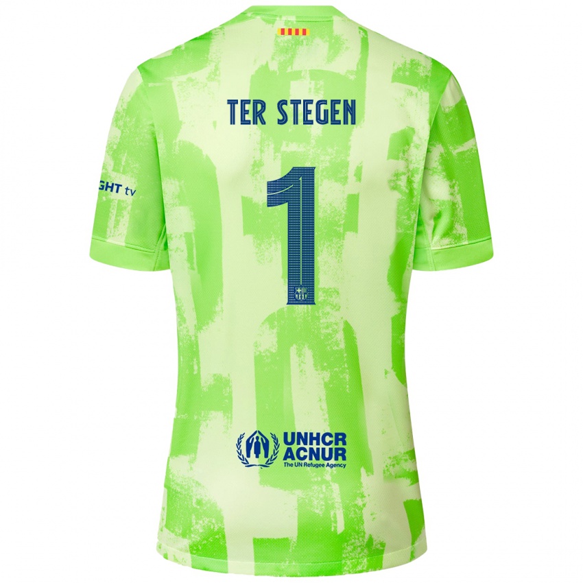 Kinder Marc-Andre Ter Stegen #1 Limettengrün Ausweichtrikot Trikot 2024/25 T-Shirt