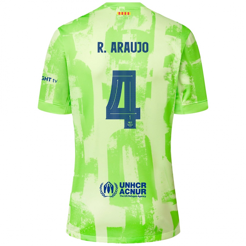 Kinder Ronald Araujo #4 Limettengrün Ausweichtrikot Trikot 2024/25 T-Shirt