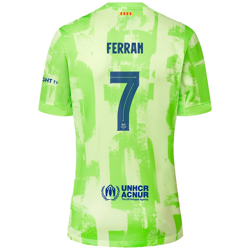 Kinder Ferran Torres #7 Limettengrün Ausweichtrikot Trikot 2024/25 T-Shirt