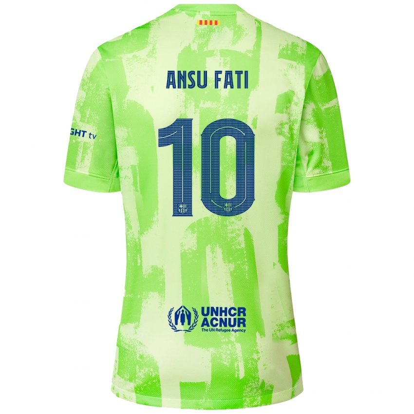 Kinder Ansu Fati #10 Limettengrün Ausweichtrikot Trikot 2024/25 T-Shirt