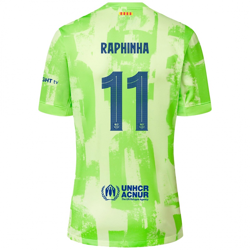 Kinder Raphinha #11 Limettengrün Ausweichtrikot Trikot 2024/25 T-Shirt