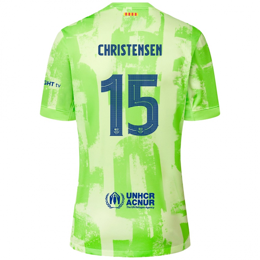 Kinder Andreas Christensen #15 Limettengrün Ausweichtrikot Trikot 2024/25 T-Shirt