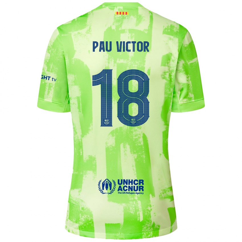 Kinder Pau Víctor #18 Limettengrün Ausweichtrikot Trikot 2024/25 T-Shirt