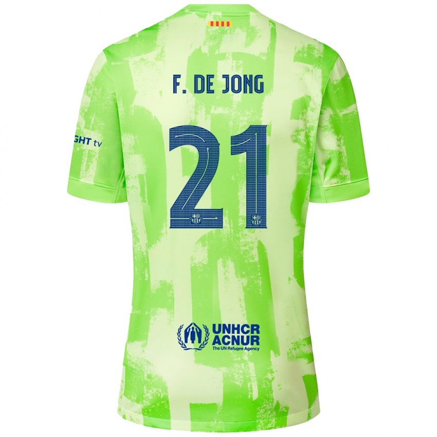 Kinder Frenkie De Jong #21 Limettengrün Ausweichtrikot Trikot 2024/25 T-Shirt