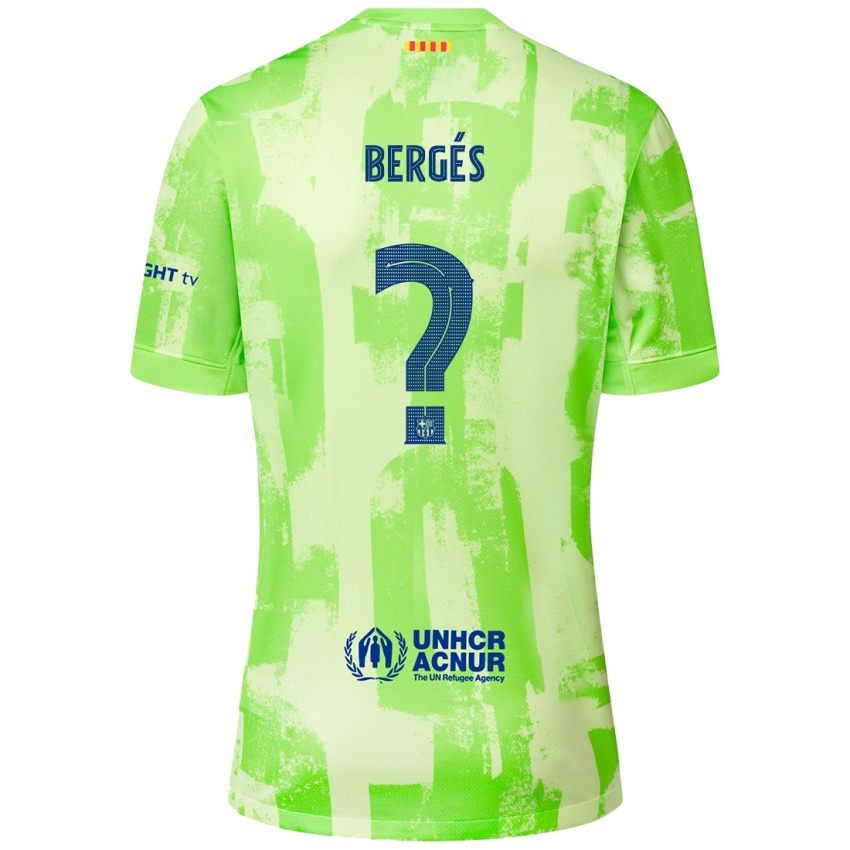 Kinder Pau Bergés #0 Limettengrün Ausweichtrikot Trikot 2024/25 T-Shirt