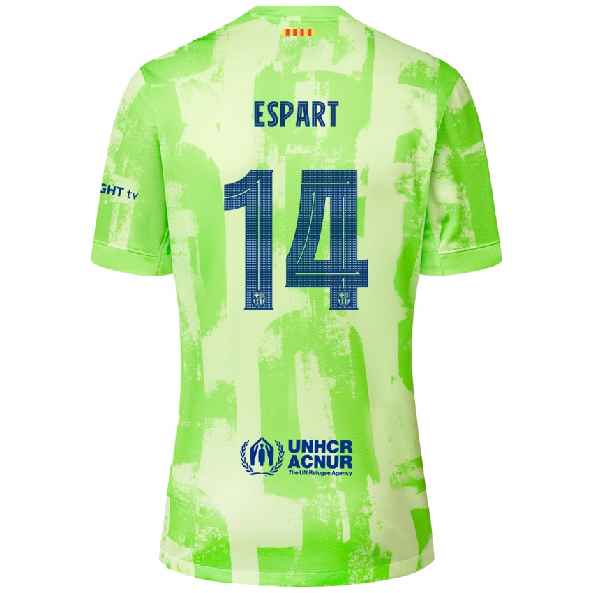 Kinder Xavi Espart #14 Limettengrün Ausweichtrikot Trikot 2024/25 T-Shirt