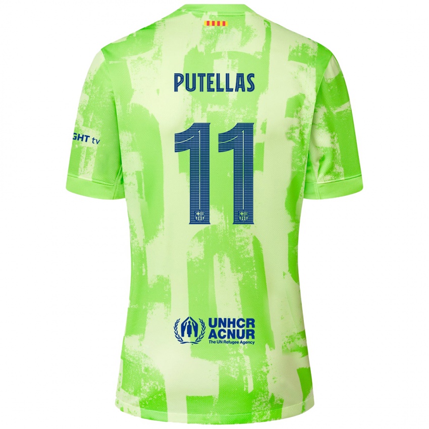 Kinder Alexia Putellas #11 Limettengrün Ausweichtrikot Trikot 2024/25 T-Shirt