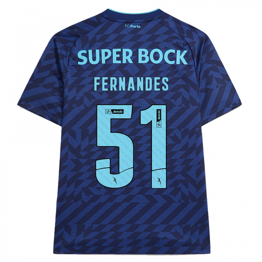 Kinder Diogo Fernandes #51 Marineblau Ausweichtrikot Trikot 2024/25 T-Shirt