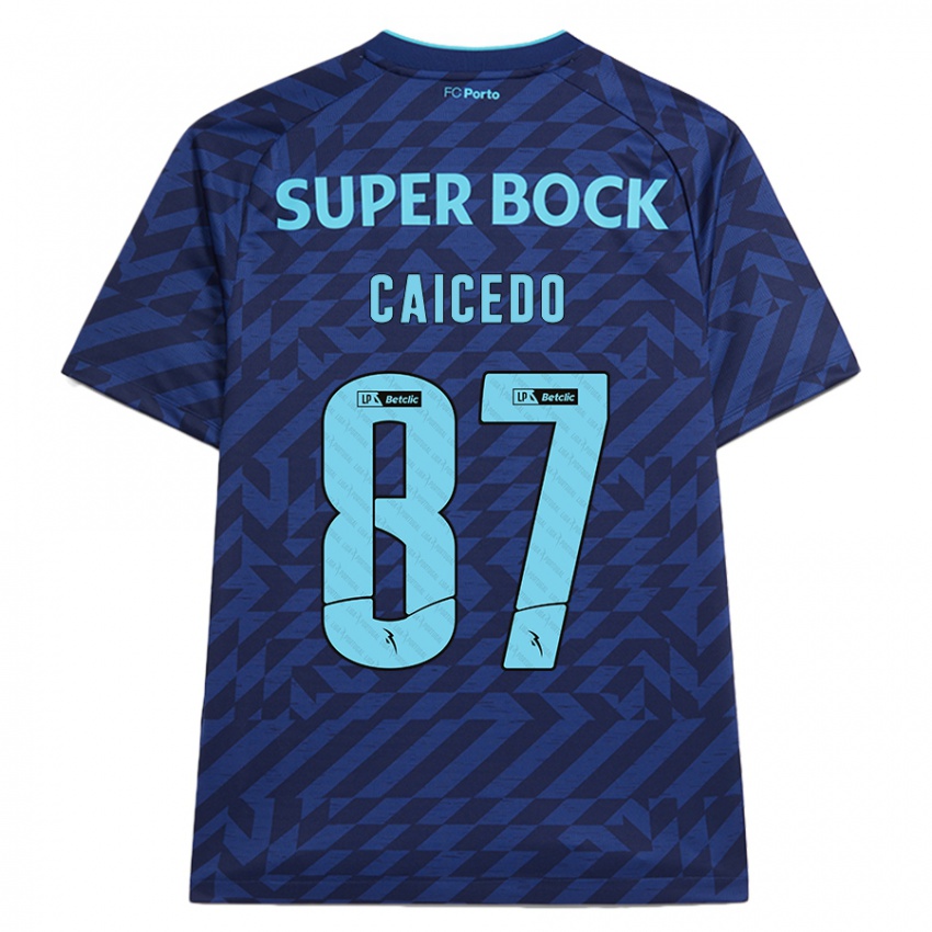 Kinder Brayan Caicedo #87 Marineblau Ausweichtrikot Trikot 2024/25 T-Shirt